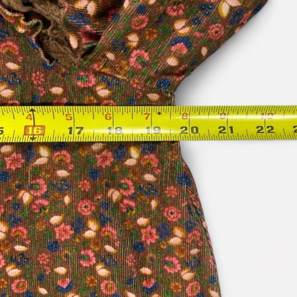 ByTimo Women’s Floral Ruffle Long Sleeve Blouse Brown 100% Cotton Size Medium - Picture 9 of 10